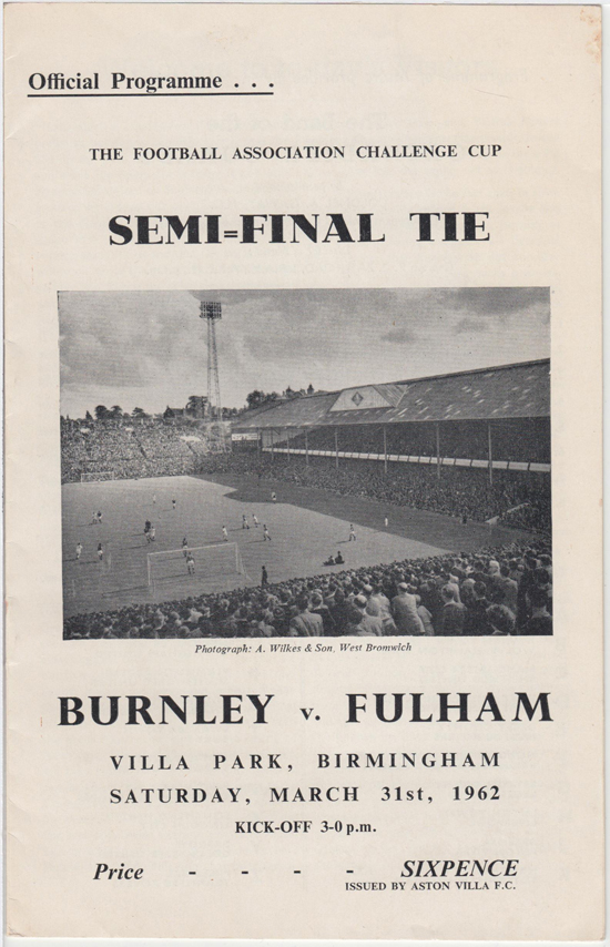 Burnley Programme - 1962 FA Cup Final